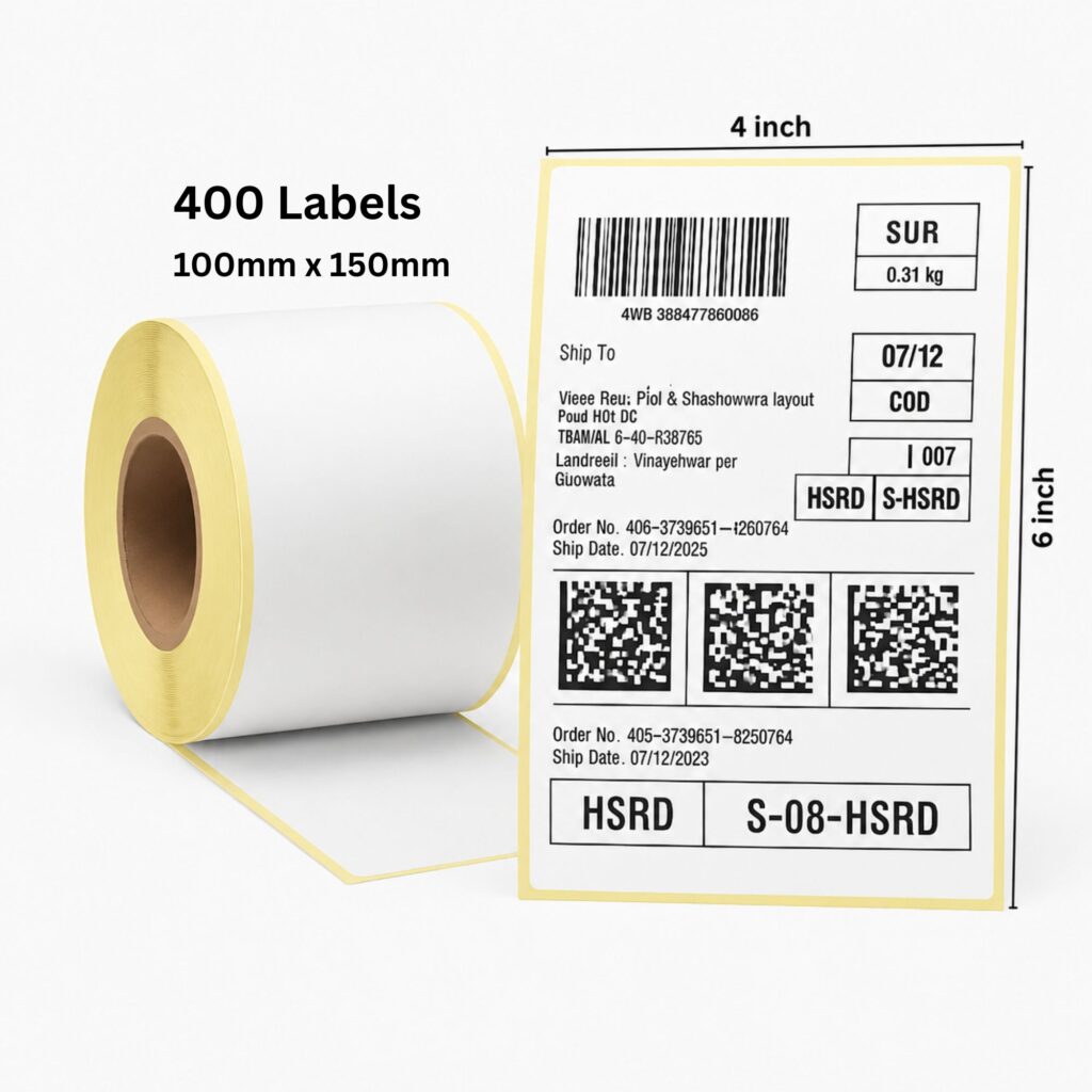 4x6 Inch Direct Thermal Shipping Label Roll | Yellow Liner DT Roll for Amazon, Flipkart & Meesho | MarkRTD